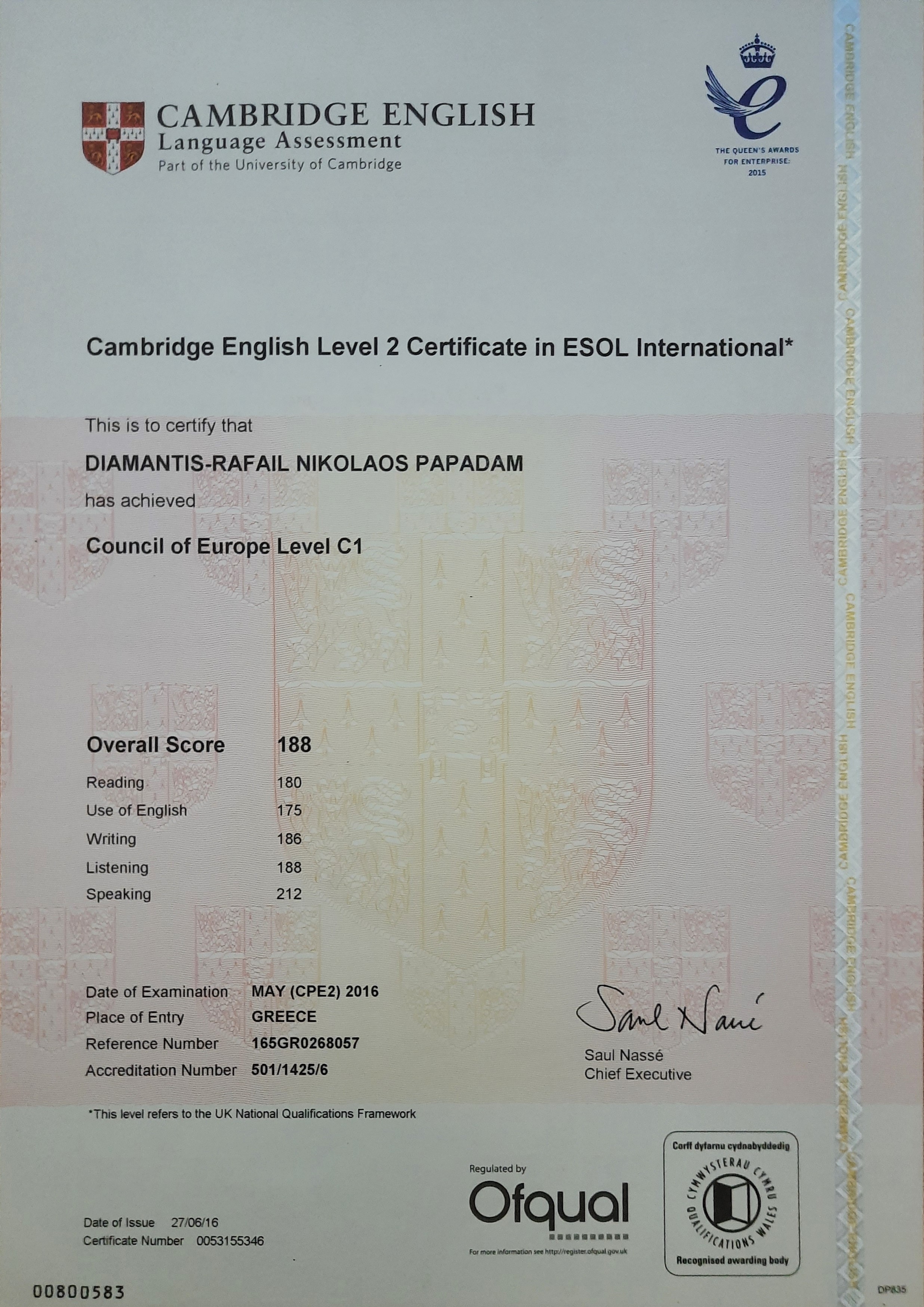 English C1 Certificate